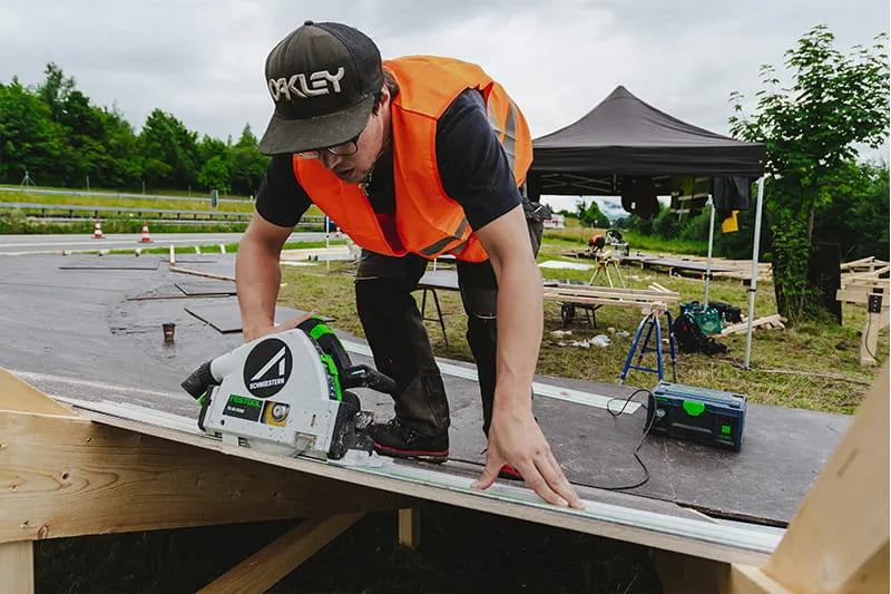 Schneestern Tri-Battle cycling ramp built with Festool cordless tools