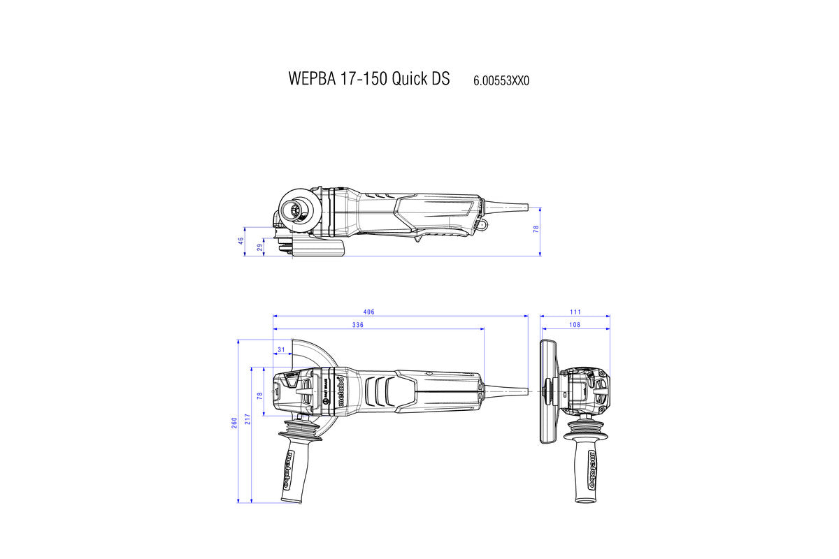 Buy Metabo | Angle Grinder WEPBA 19-150 Q DS M-BRUSH | 613117000 from Power Tool Services - Image 9 | Best Price