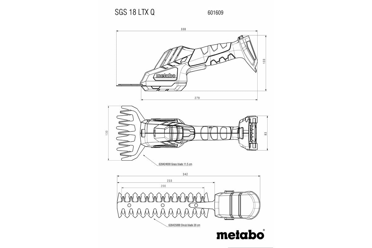 Buy Metabo | Cordless Shrub And Grass Shears SGS 18 LTX Q | 601609840 from Power Tool Services - Image 10 | Best Price