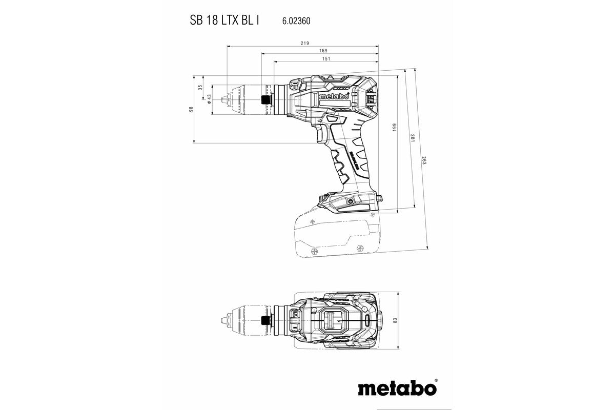 Buy Metabo | Cordless Hammer Drill SB 18 LTX BL I | 602360850 from Power Tool Services - Image 7 | Best Price