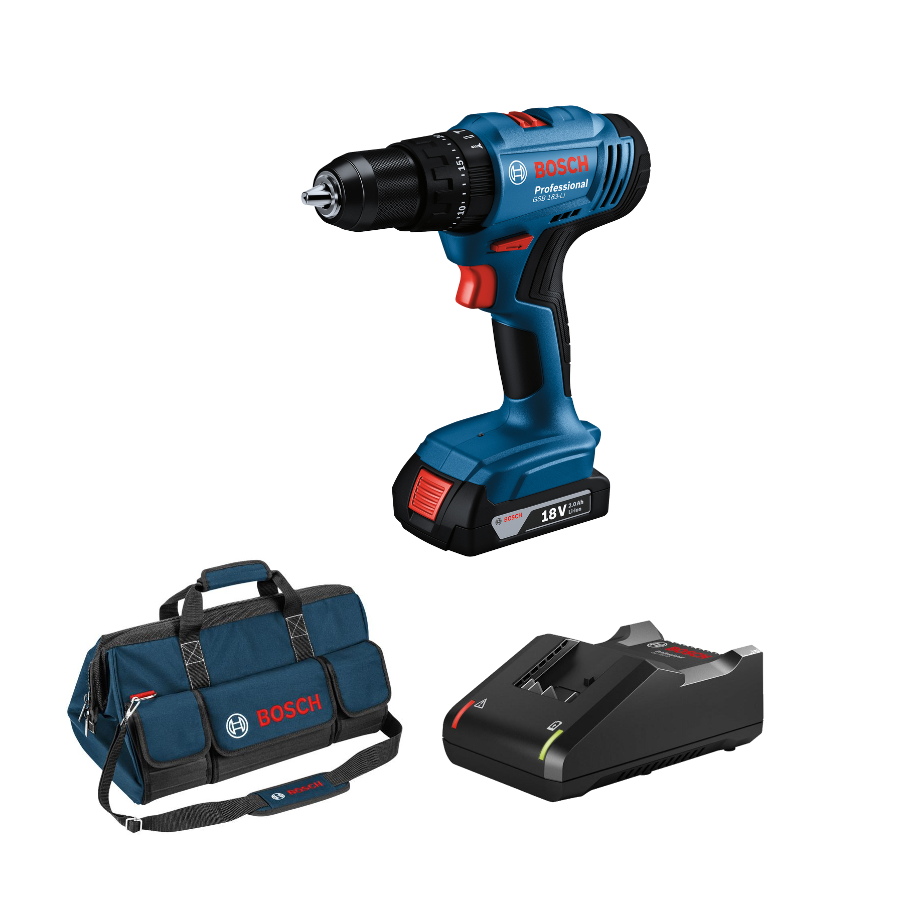 Bosch Professional Cordless Drill Driver GSB 183-LI (1 batt) Combo 1 - Power Tool Services
