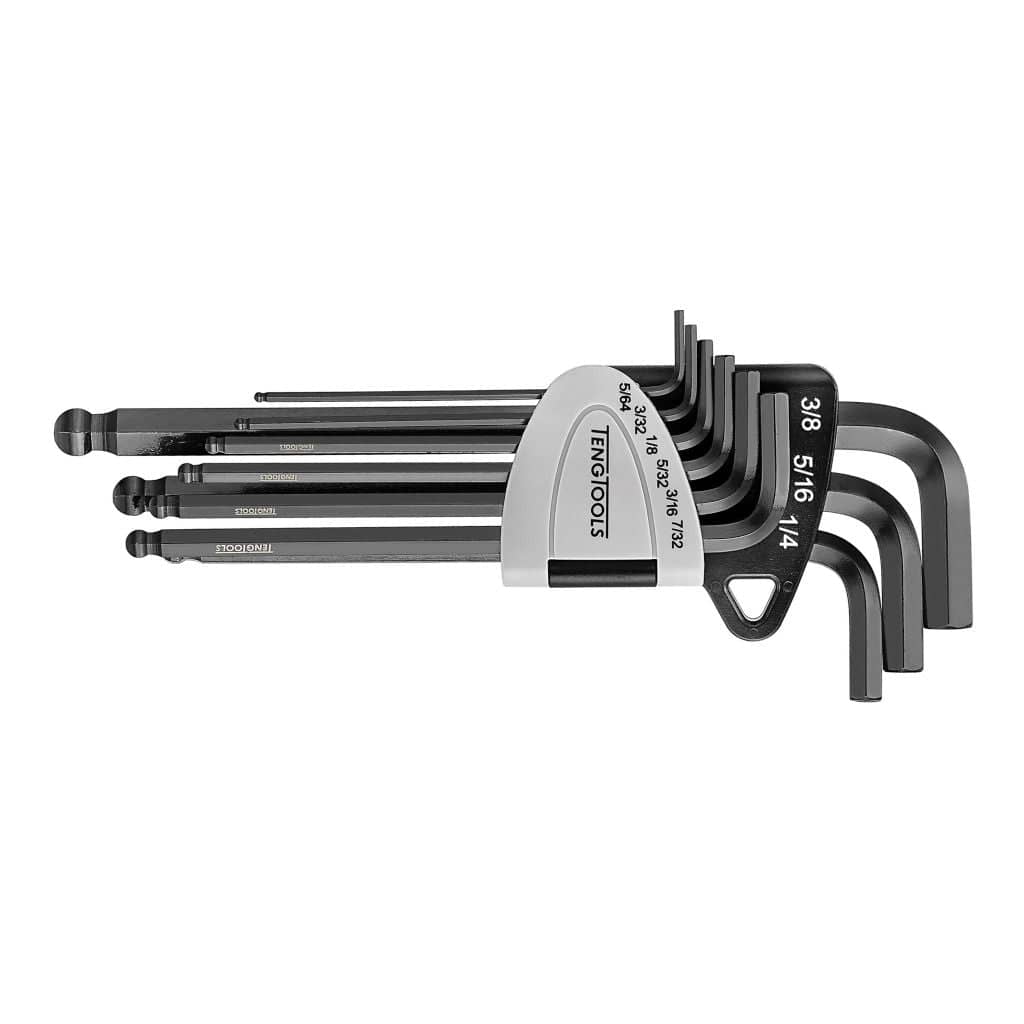 Buy Teng Tools 9PC Extra Strength Cr-Mo Hex Key Ball Point AF/Imperial Set from Power Tool Services - Image 1 | Best Price