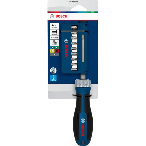 Bosch Bit Ratchet Screwdriver Set, 18 pcs Bits 1600A039PR - Image 1