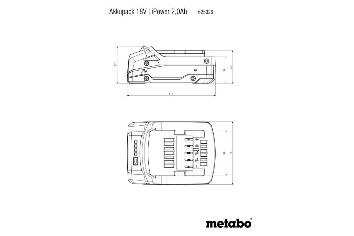 Buy Metabo | Lipower Battery Pack 18 V - 2.0 Ah (625026000) from Power Tool Services - Image 3 | Best Price