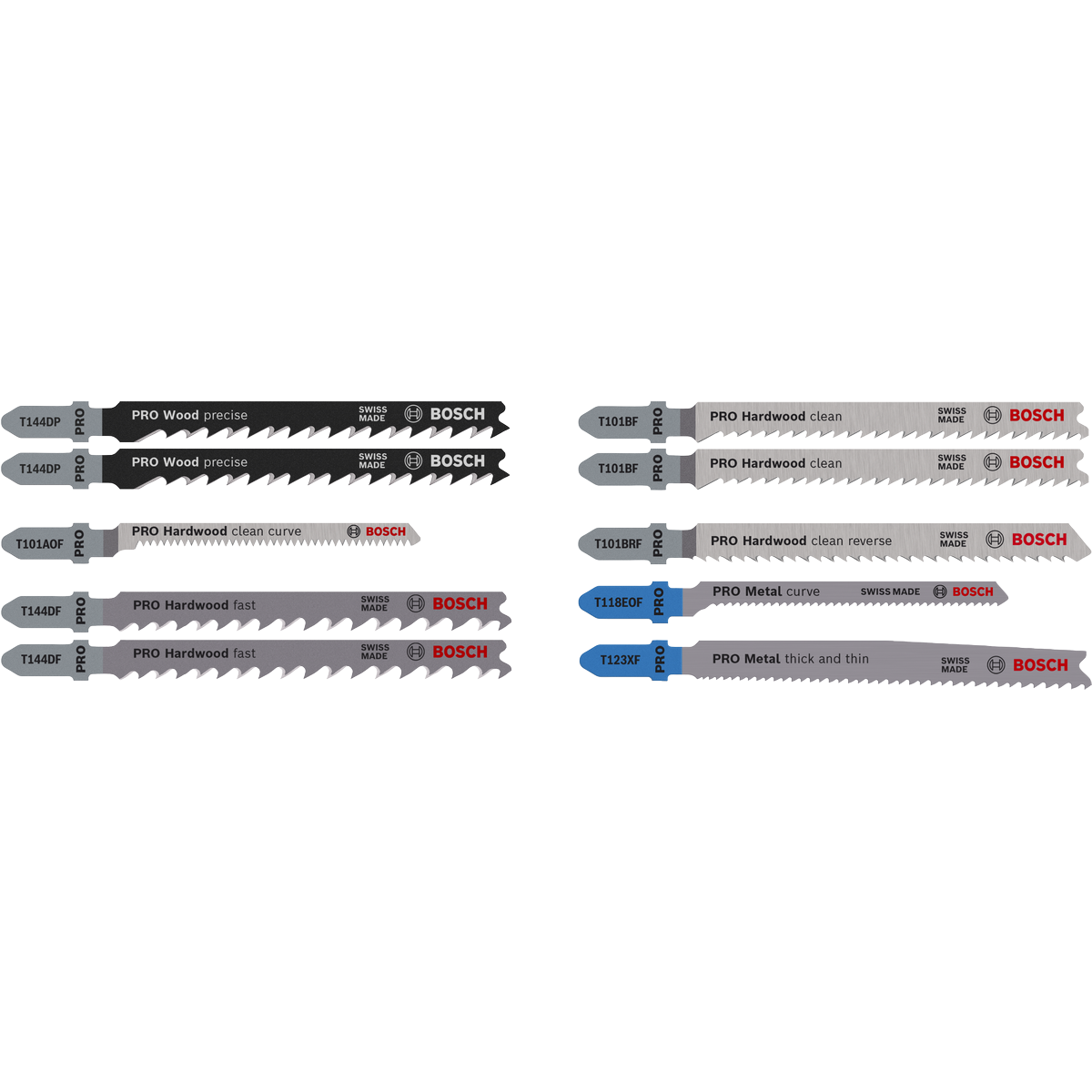 Bosch PRO Wood and Metal Jigsaw Blade Set, 100 mm, 10 pcs