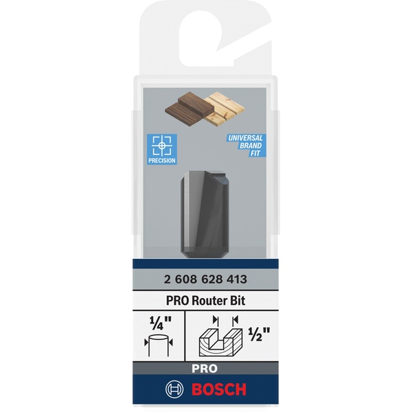 Bosch PRO Router Straight Bit, Two Flutes, Ø 1/2″ x L 49/64″, Shank 1/4″ 2608628413 1 - Power Tool Services