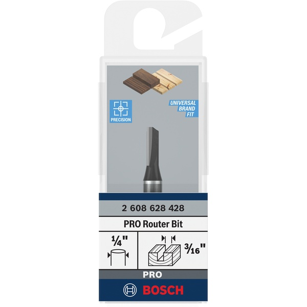 Bosch PRO Router Straight Bit, One Flute, Ø 3/16″ x L 31/64″, Shank 1/4″ 2608628428 1 - Power Tool Services