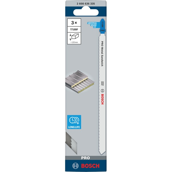 Bosch Jigsaw Blades T 718 BF Flexible for Metal-Sandwich 3 Pack