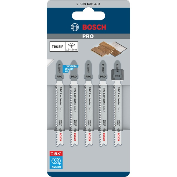Bosch PRO Laminate clean T101BIF Jigsaw Blade, 83 mm, 5 pcs 2608636431 1 - Power Tool Services