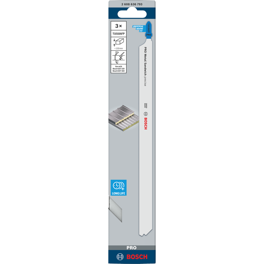 Bosch PRO Jigsaw Blades T 1018 AFP Precision for Metal-Sandwich 3 Pack 2608636793 1 - Power Tool Services
