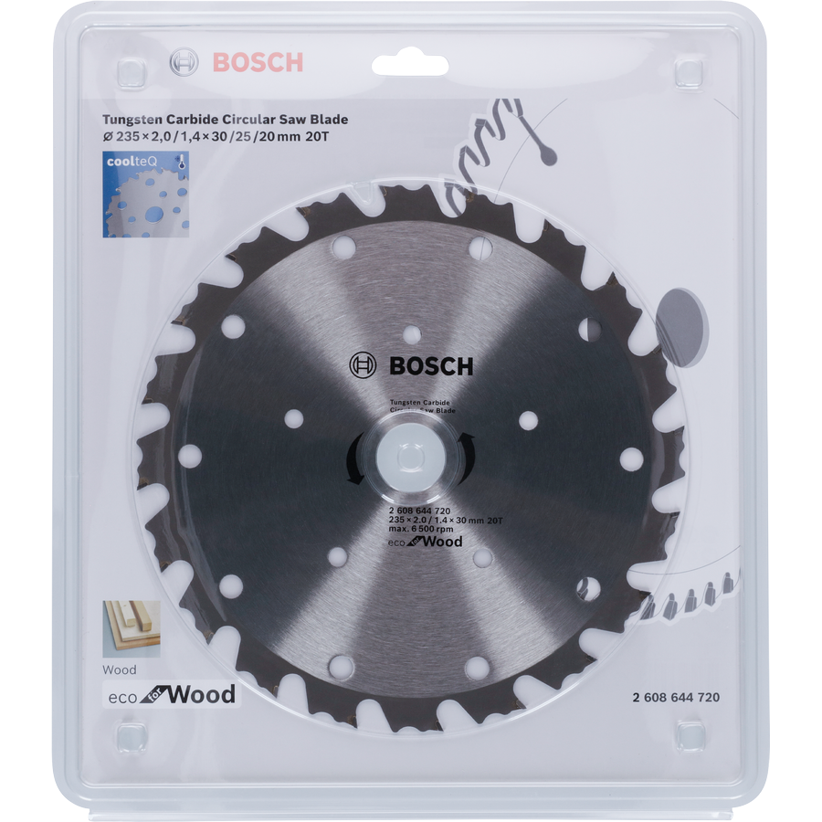 Bosch Eco for Wood CoolteQ Circular Saw Blade, 1.4x235 mm 2608644720 - Power Tool Services