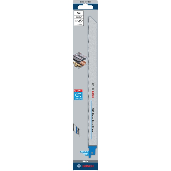 Bosch Sabre Saw Blades BIM S 1225 VF Heavy for Metal 5 Pack 2608657409