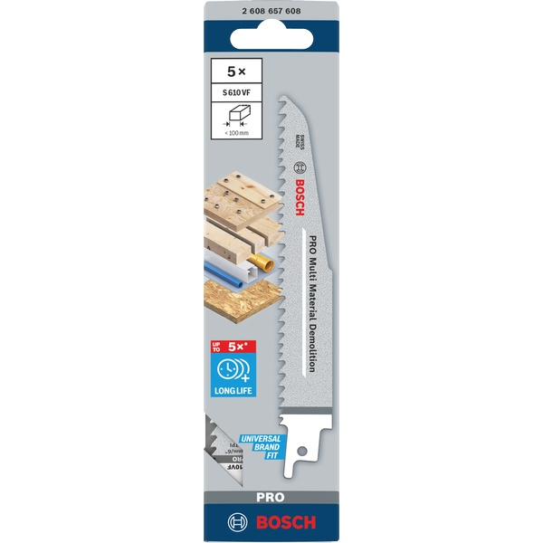 Bosch PRO Multi Material Demolition S610VF Blade, 1.6 x 22 x 150 mm, 5 pcs 2608657608 1 - Power Tool Services