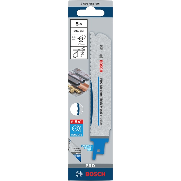 Bosch PRO Medium-Thick Metal precise S937BEF Blade, 1.1 x 25 x 150 mm, 5 pcs 2608658991 1 - Power Tool Services