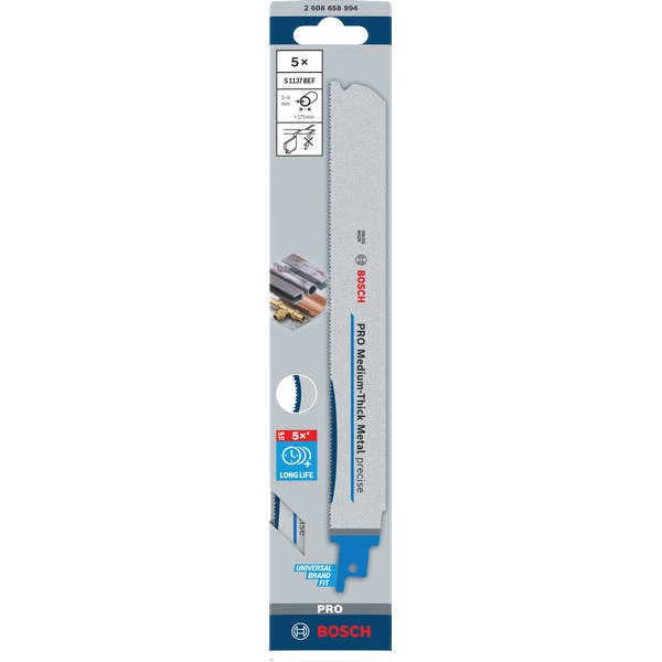 Bosch PRO Medium-Thick Metal precise S1137BEF Blade, 1.1 x 25 x 225 mm, 5 pcs 2608658994 1 - Power Tool Services