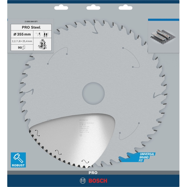 Bosch PRO Steel Circular Saw Blade, Corded, 355 x 2.2 x 25.4 mm, T90 2608844871 1 - Power Tool Services
