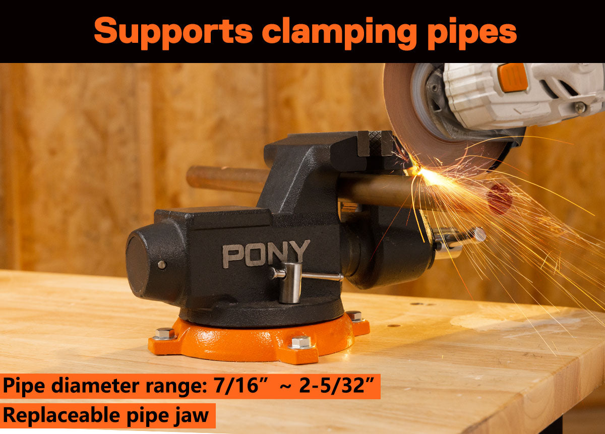 Pony 100mm (4') Pro Heavy-duty Swivel Base Bench Vise