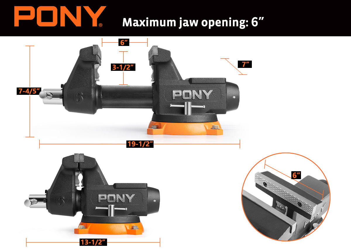 Pony 150mm (6') Pro Heavy-duty Swivel Base Bench Vise