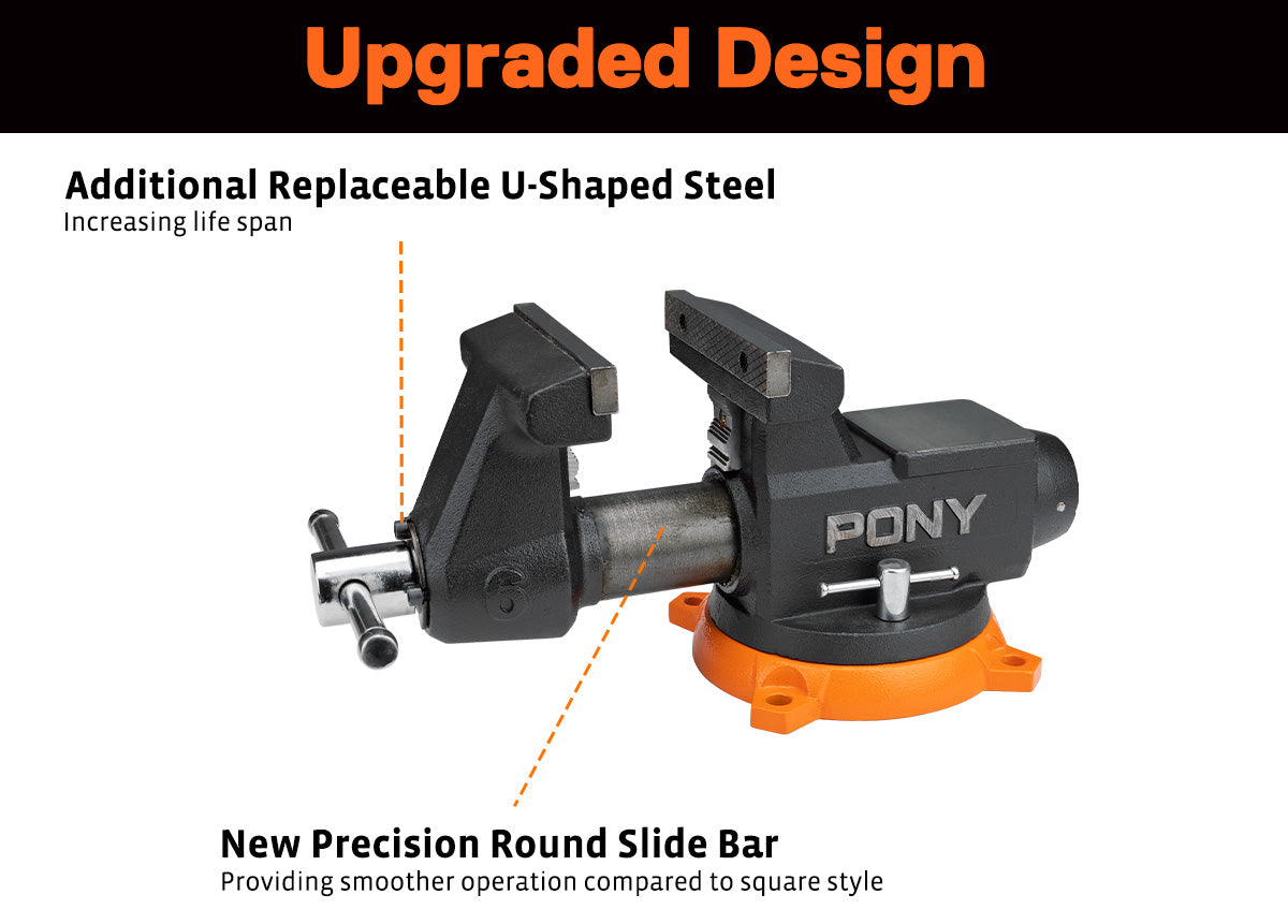 Pony 150mm (6') Pro Heavy-duty Swivel Base Bench Vise