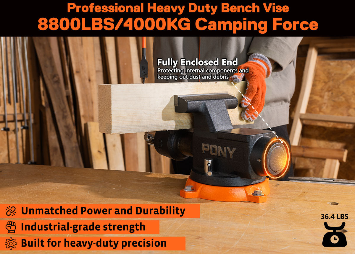 Pony 150mm (6') Pro Heavy-duty Swivel Base Bench Vise