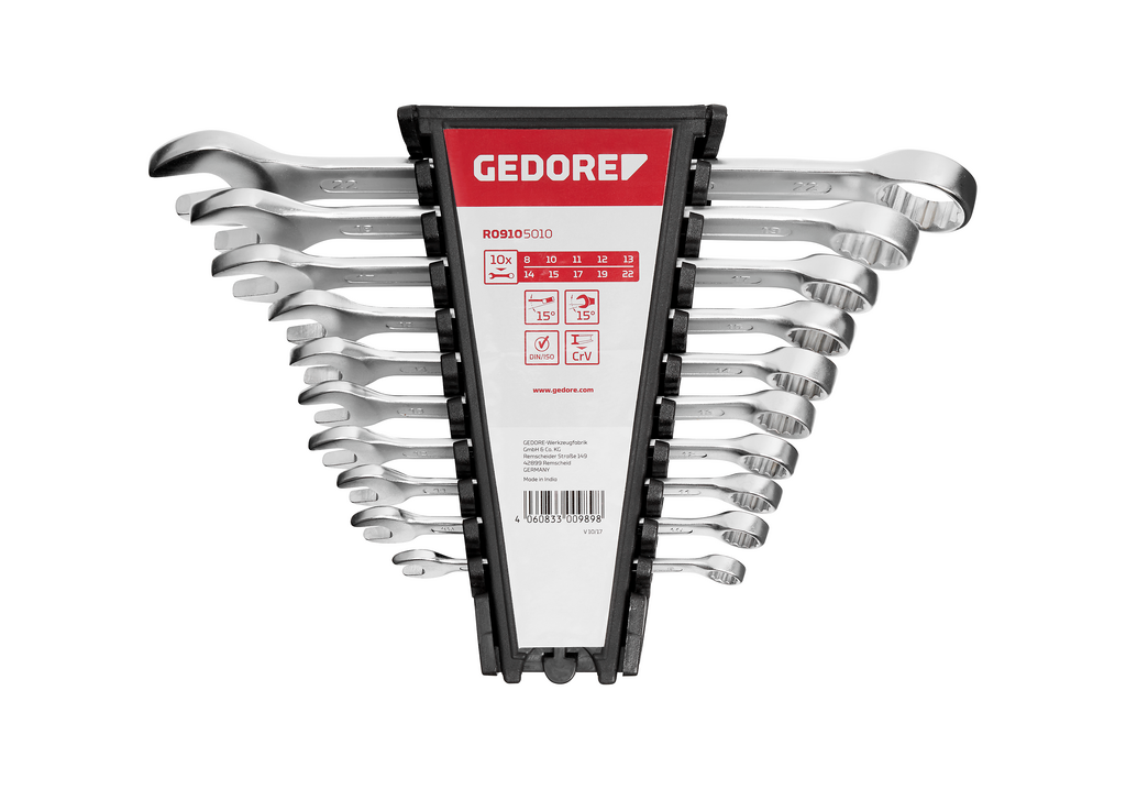 Buy Gedore Combination wrench set 10 pieces 8-22 mm | 9105010 from Power Tool Services - Image 1 | Best Price