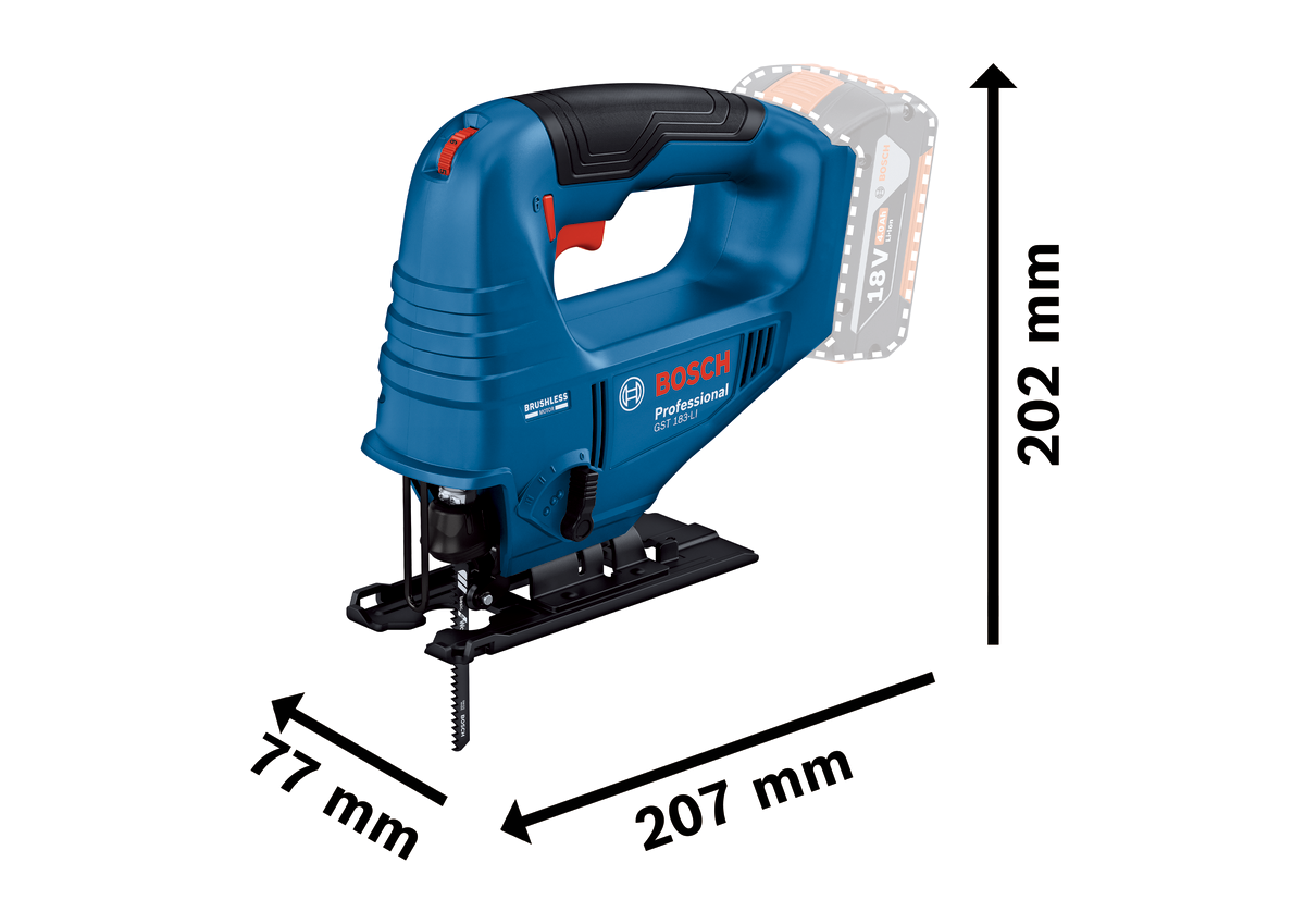 Bosch Professional Cordless Jigsaw GST 183-Li 06015B7020 3 - Power Tool Services