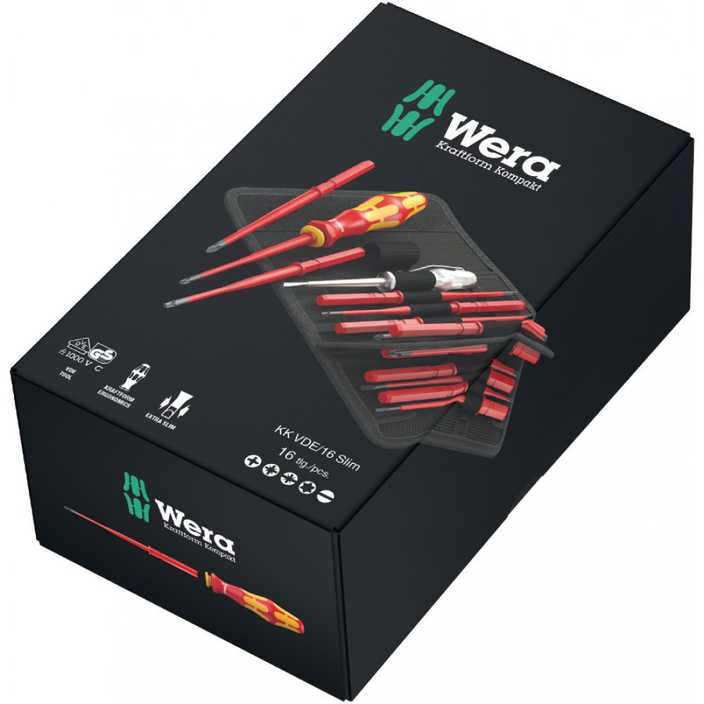 Buy Wera Kraftform Kompakt VDE 16 extra slim 1, 16 pieces from Power Tool Services - Image 1 | Best Price