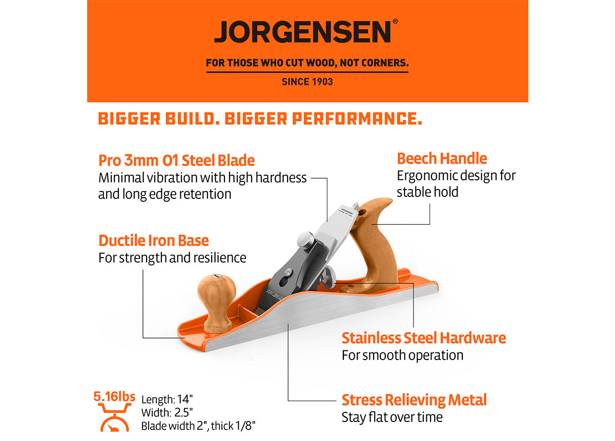 Pony Jorgensen No.5 Hand Jack Plane 355mm X 63mm C/w 50mm X 3mm Blade AC70735