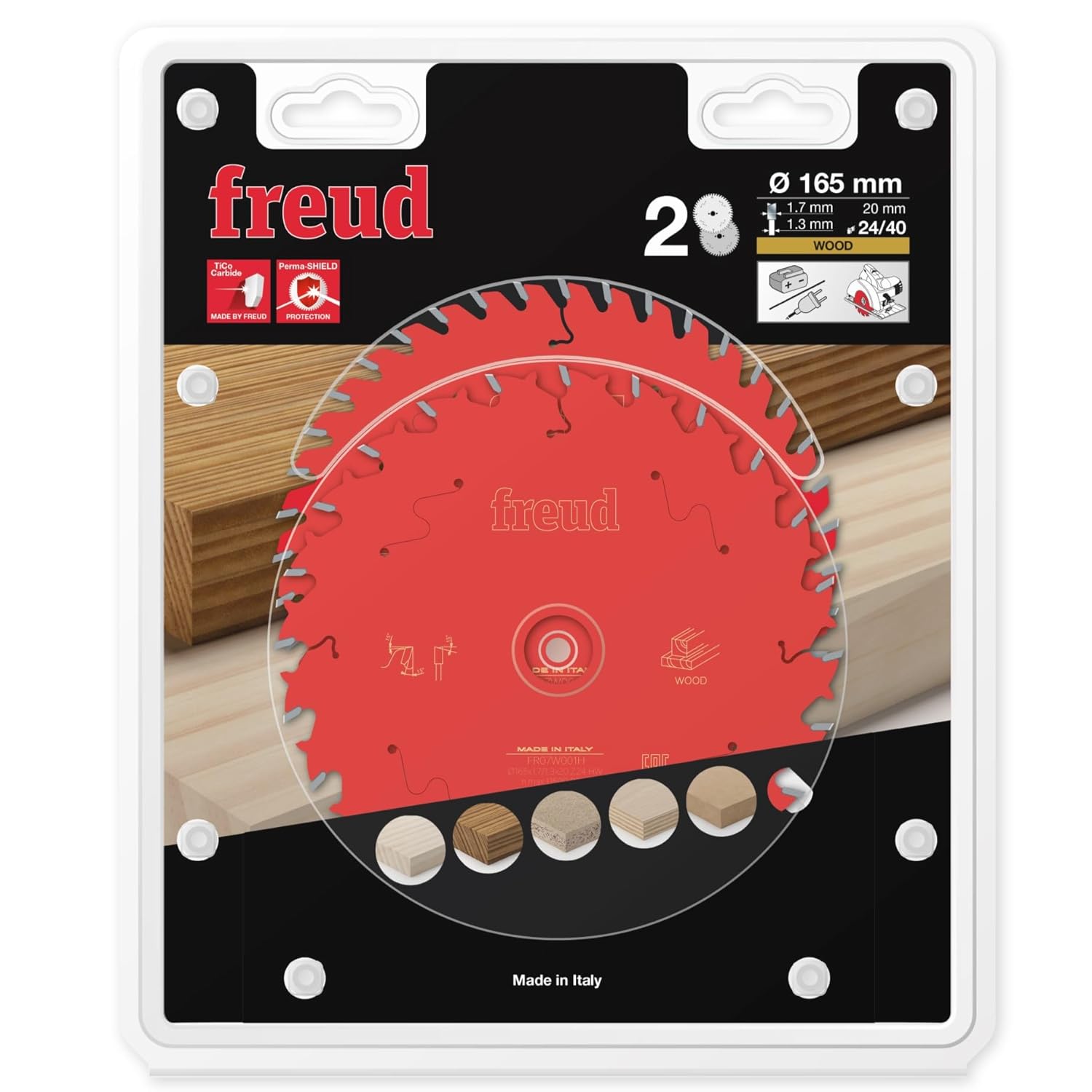 Freud Circular saw blade twin pack HM 165 x 1.7/1.3 x 20 mm, Z=24/40 FR07S001H