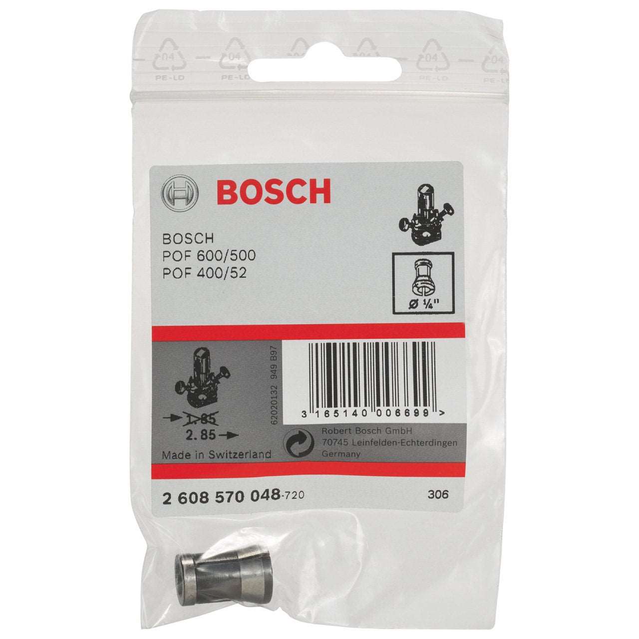 Bosch Collet without locking nut 1/4" 2608570048