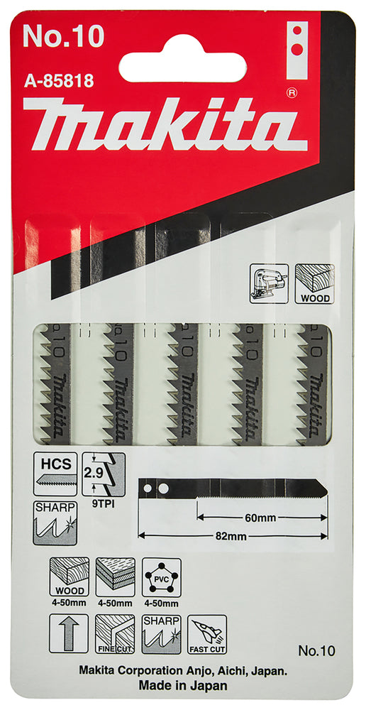 Makita | Jig saw blade HCS, 60 mm, No.10, 5 pcs | A-85818 3