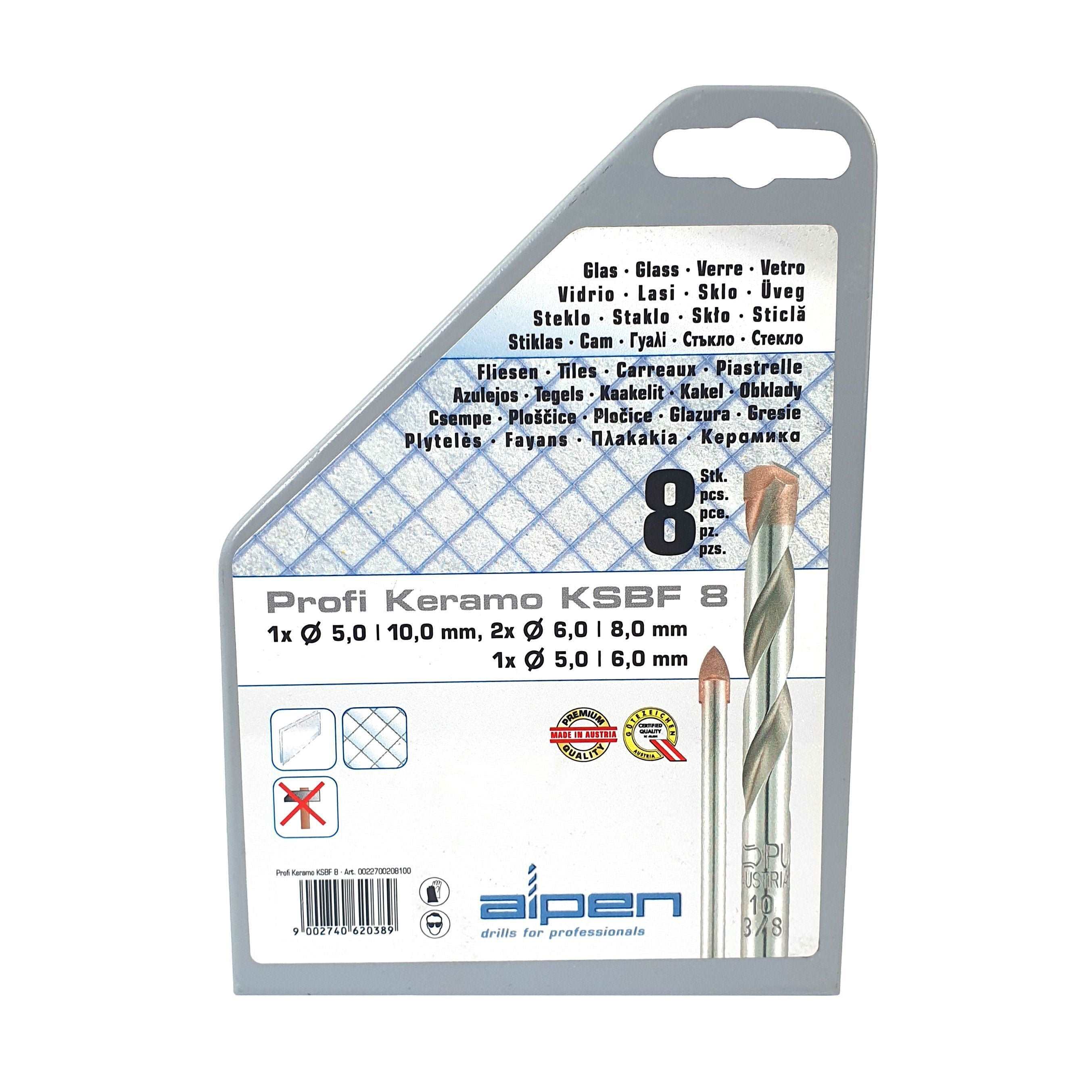 Alpen Glass And Tile Drill Bit Set 8 Piece Power Tool Services