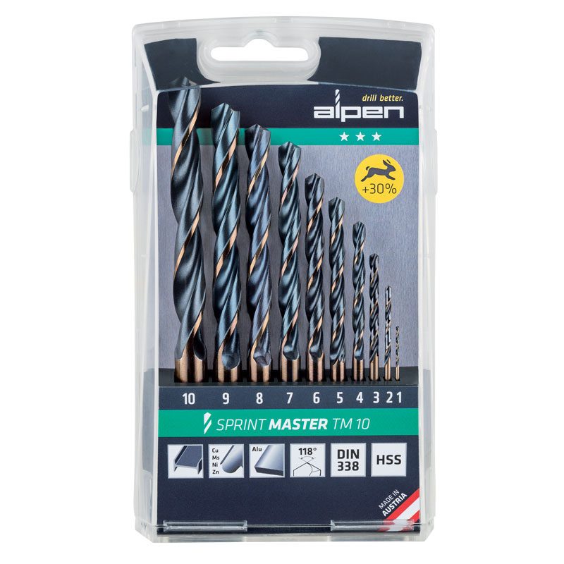 Buy Alpen HSS Sprint Drill Bit Set 10 Piece 1-10 x 1.0mm from Power Tool Services - Image 1 | Best Price