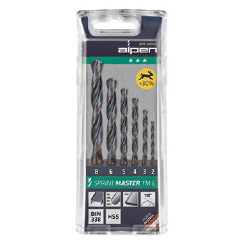 Buy Alpen HSS Sprint Master Drill Bit Set 6 Piece 2-8MM TM6 from Power Tool Services - Image 1 | Best Price