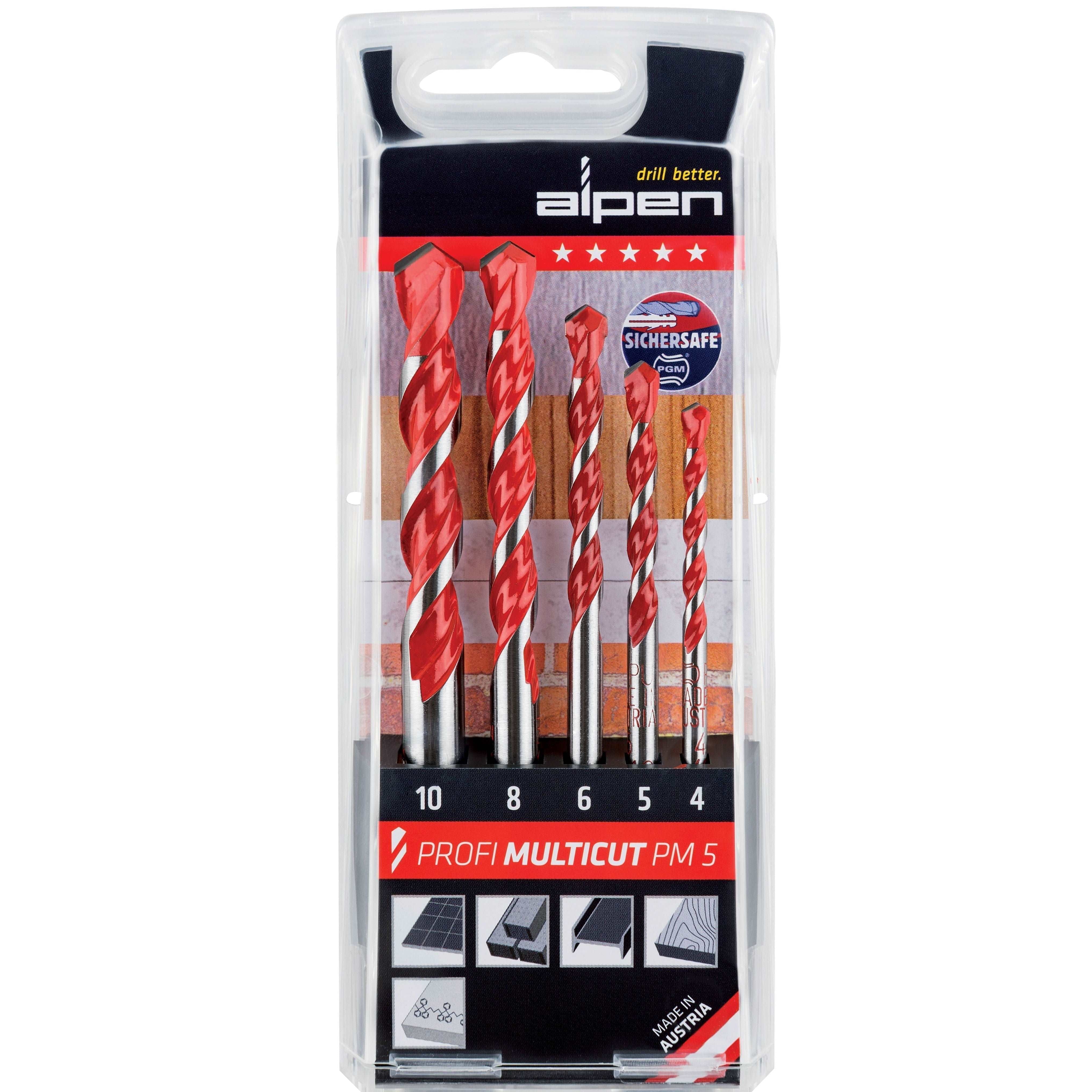 Buy Alpen Multicut Drill Bit Set 5 Piece ALP PM5 from Power Tool Services - Image 1 | Best Price