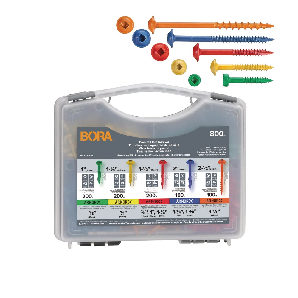 BORA 800-Piece Pocket-Hole Screw Kit Fine | BR-A180403