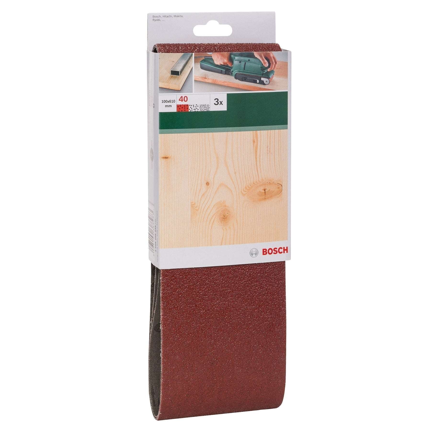 Buy Bosch 3 Piece Sanding Belt for Belt sanders 100 x 610 ( Select Size ) from Power Tool Services - Image 1 | Best Price