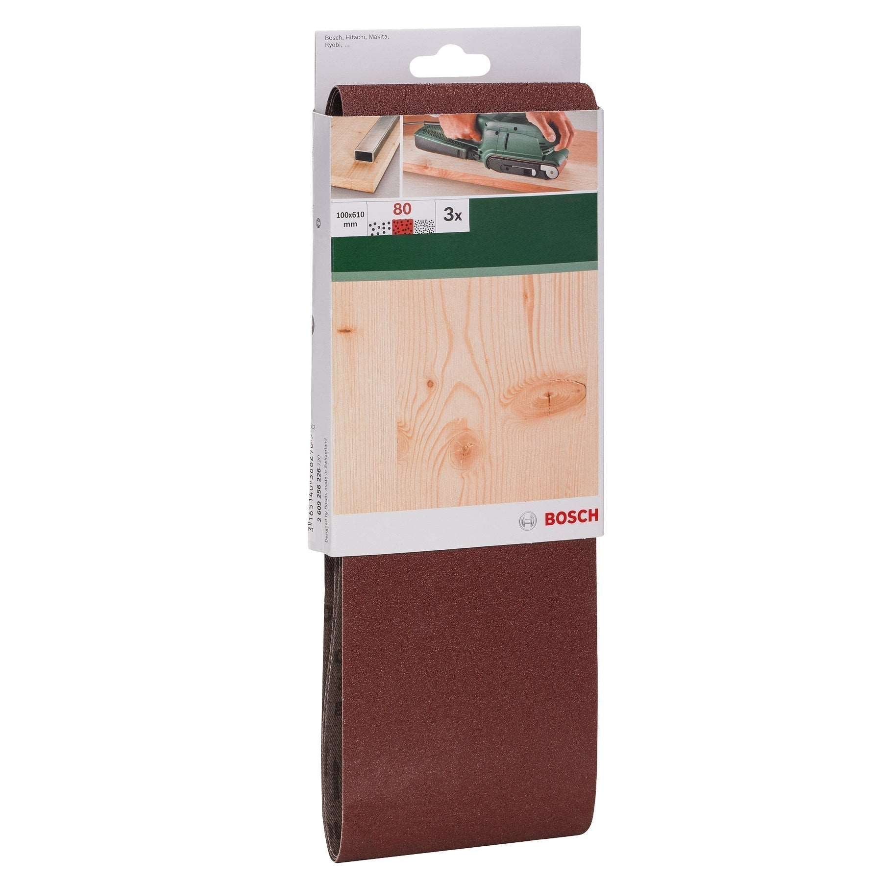 Buy Bosch 3 Piece Sanding Belt for Belt sanders 100 x 610 ( Select Size ) from Power Tool Services - Image 2 | Best Price