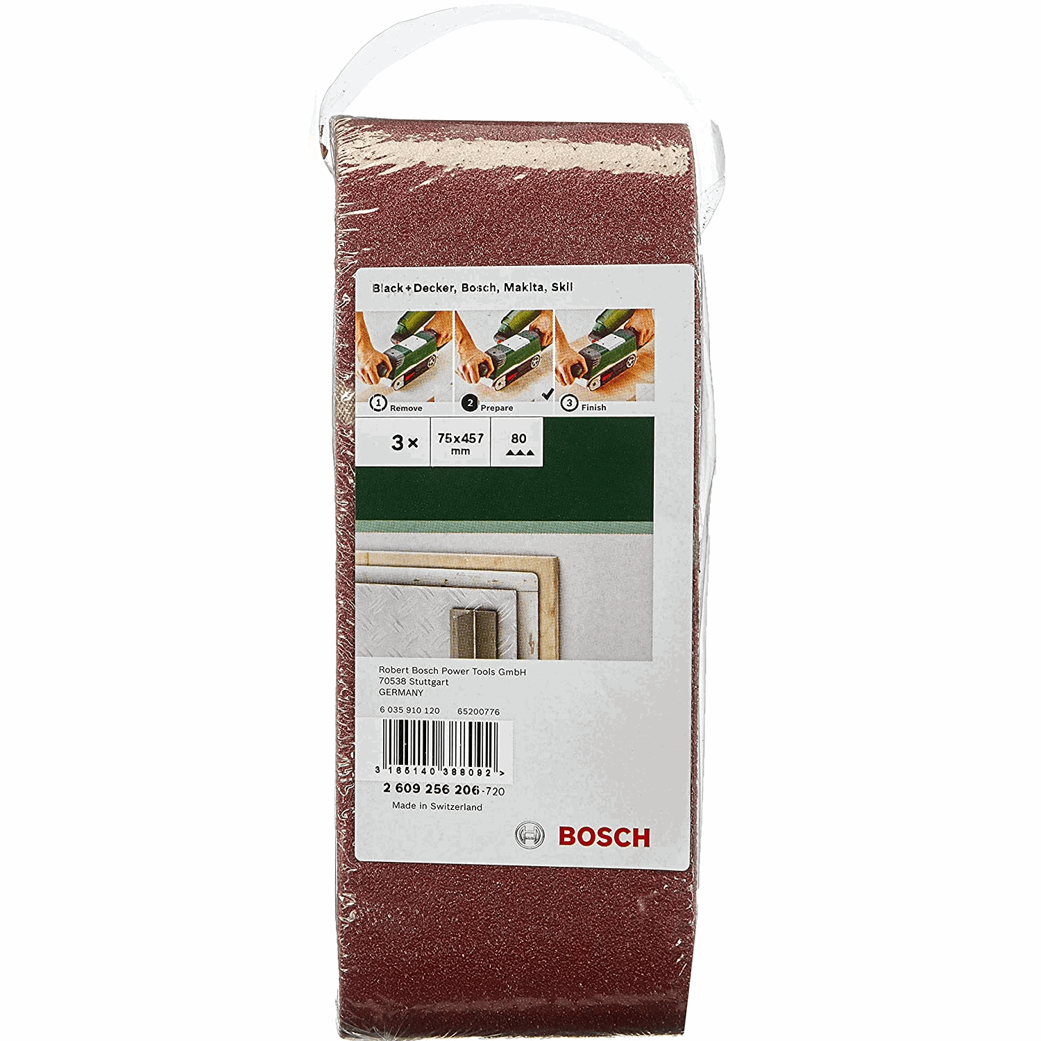 Buy Bosch 3 Piece Sanding Belt for Belt sanders 75 x 457 ( Select Size ) from Power Tool Services - Image 2 | Best Price