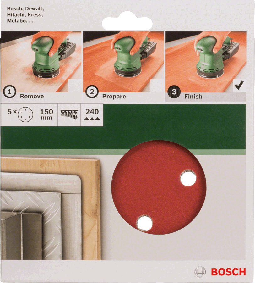 Buy Bosch 5 Piece Sanding Sheet for 150mm Orbital Sanders ( Select Grit ) from Power Tool Services - Image 1 | Best Price