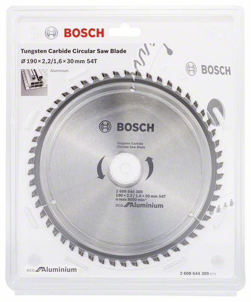 Buy Bosch Circular Saw Blade Eco for Aluminium 190mm 54t 2608644389 from Power Tool Services - Image 1 | Best Price