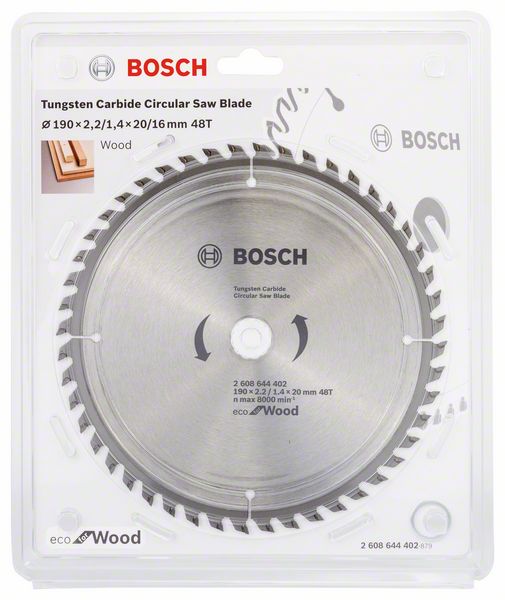 Buy Bosch Circular Saw Blade Eco for wood 190mm 48T 2608644402 from Power Tool Services - Image 1 | Best Price
