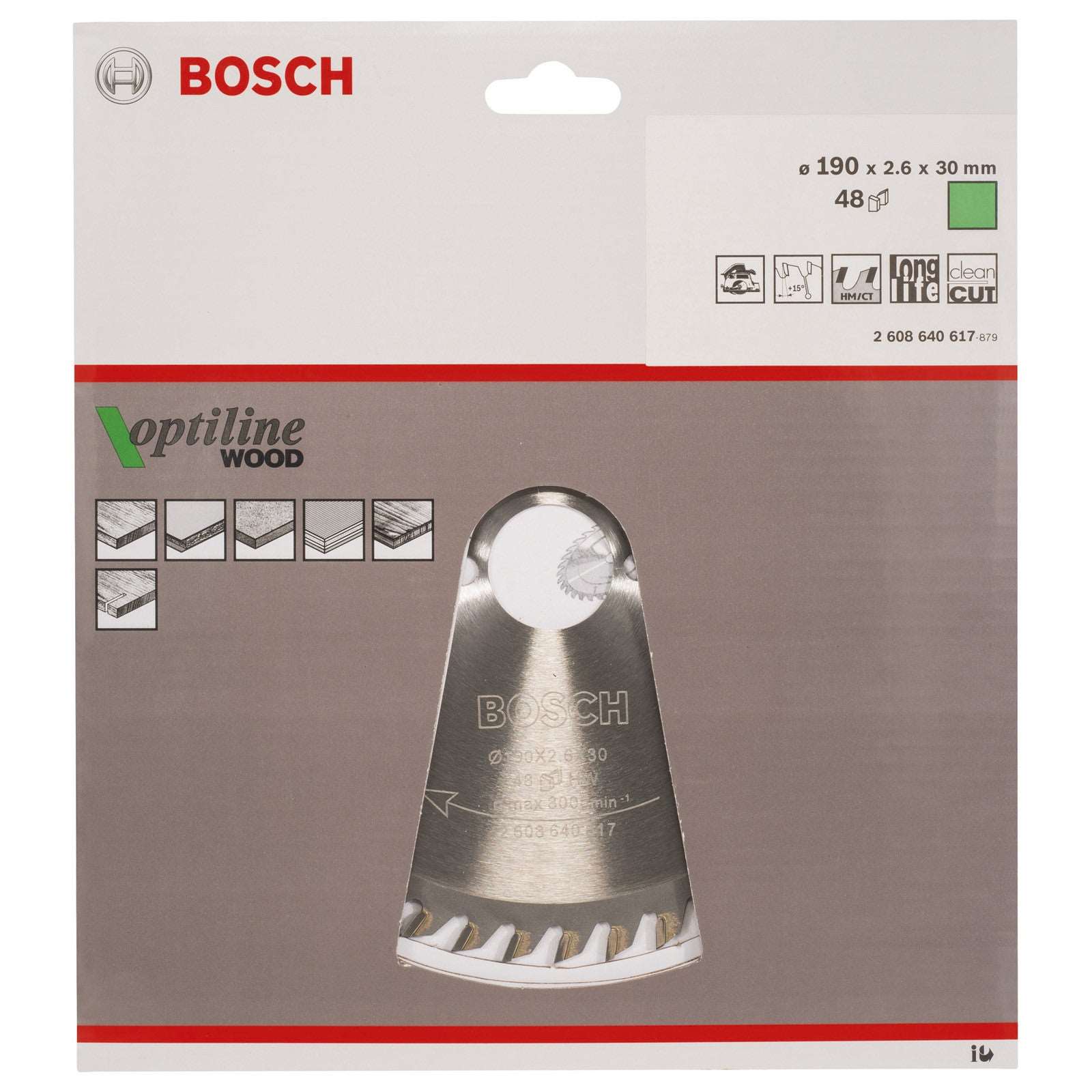 Bosch Circular Saw Blade Optiline Wood 190 x 30 x 2,6 mm, 48 2608640617 Power Tool Services
