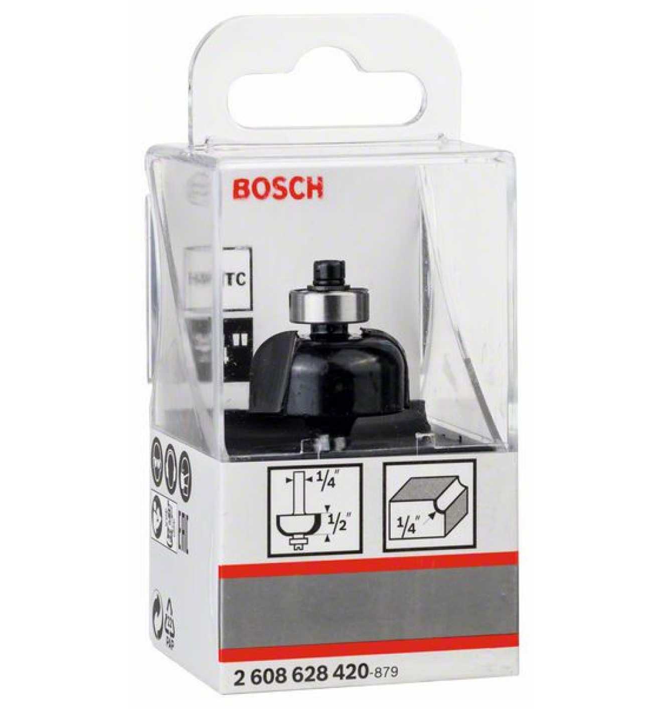 Buy Bosch Cove bit, 1/4", R1 6.3 mm, D 25.4 mm, L 12.7 mm, G 54 mm 2608628420 from Power Tool Services - Image 1 | Best Price