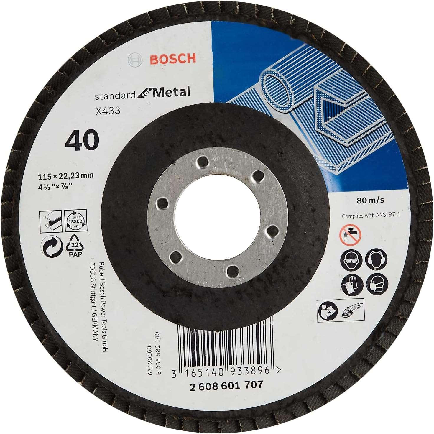 Bosch Flap Disc l 115 mm, 22,23 mm, straight ( Select Grit ) Power Tool Services
