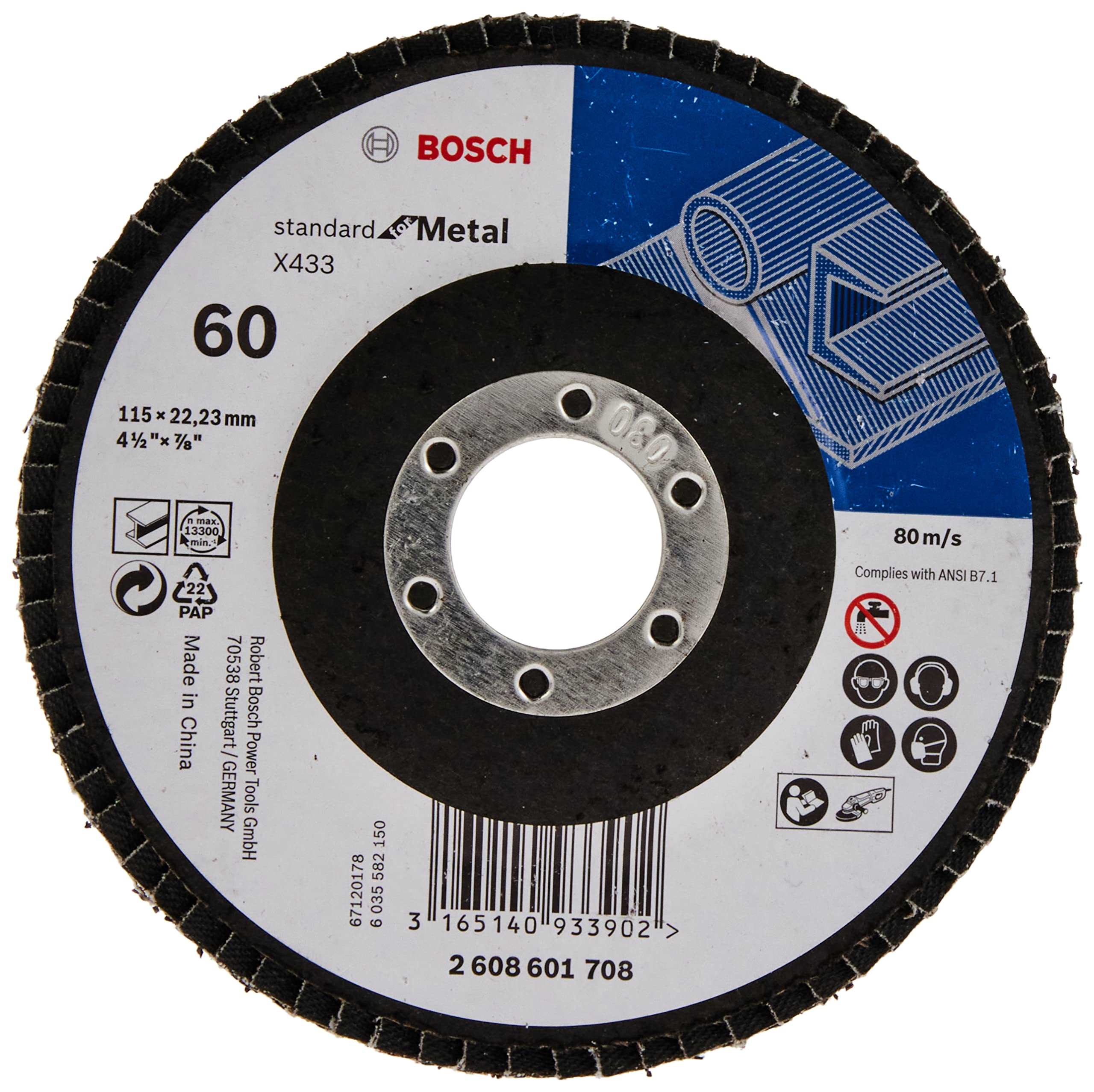 Bosch Flap Disc l 115 mm, 22,23 mm, straight ( Select Grit ) Power Tool Services