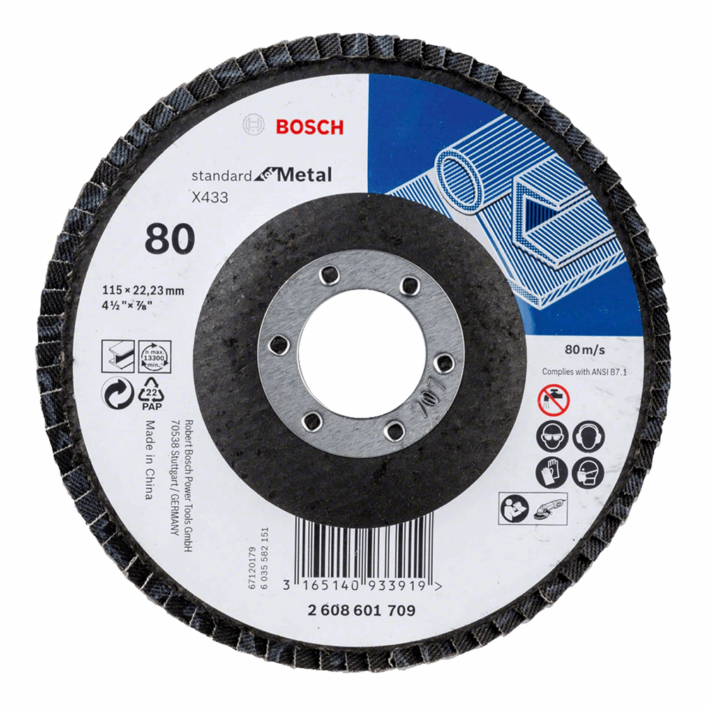 Bosch Flap Disc l 115 mm, 22,23 mm, straight ( Select Grit ) Power Tool Services