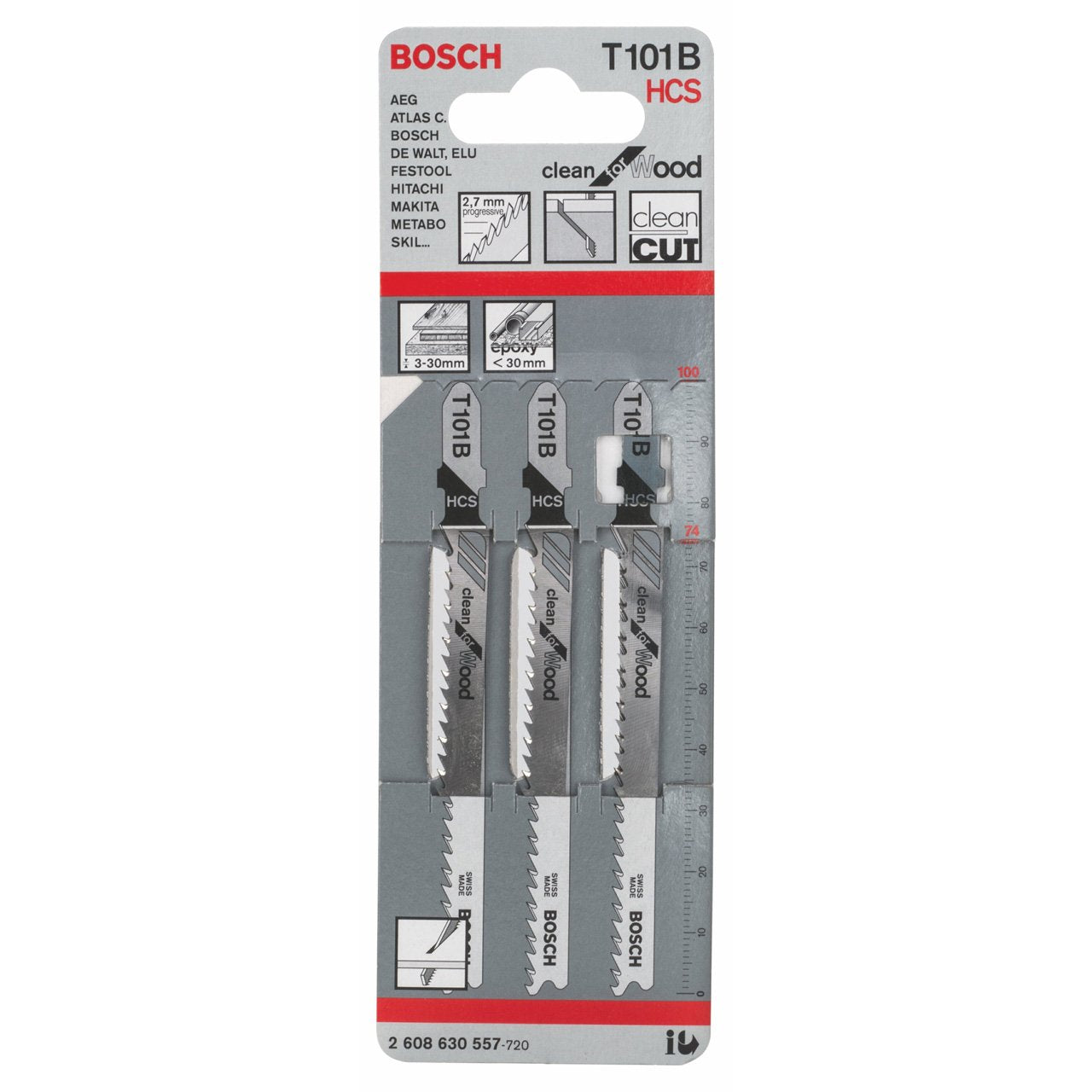 Bosch Jigsaw Blades HCS T 101 B Clean for Wood 3 Pack 2608630557 Power Tool Services