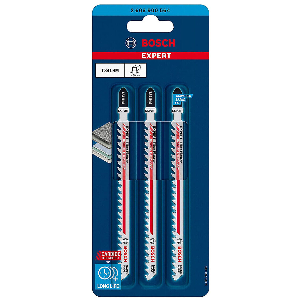 Bosch Jigsaw Blades HM/TC T 341 HM Special for Fiber and Plaster 3 Pack 2608900564 Power Tool Services