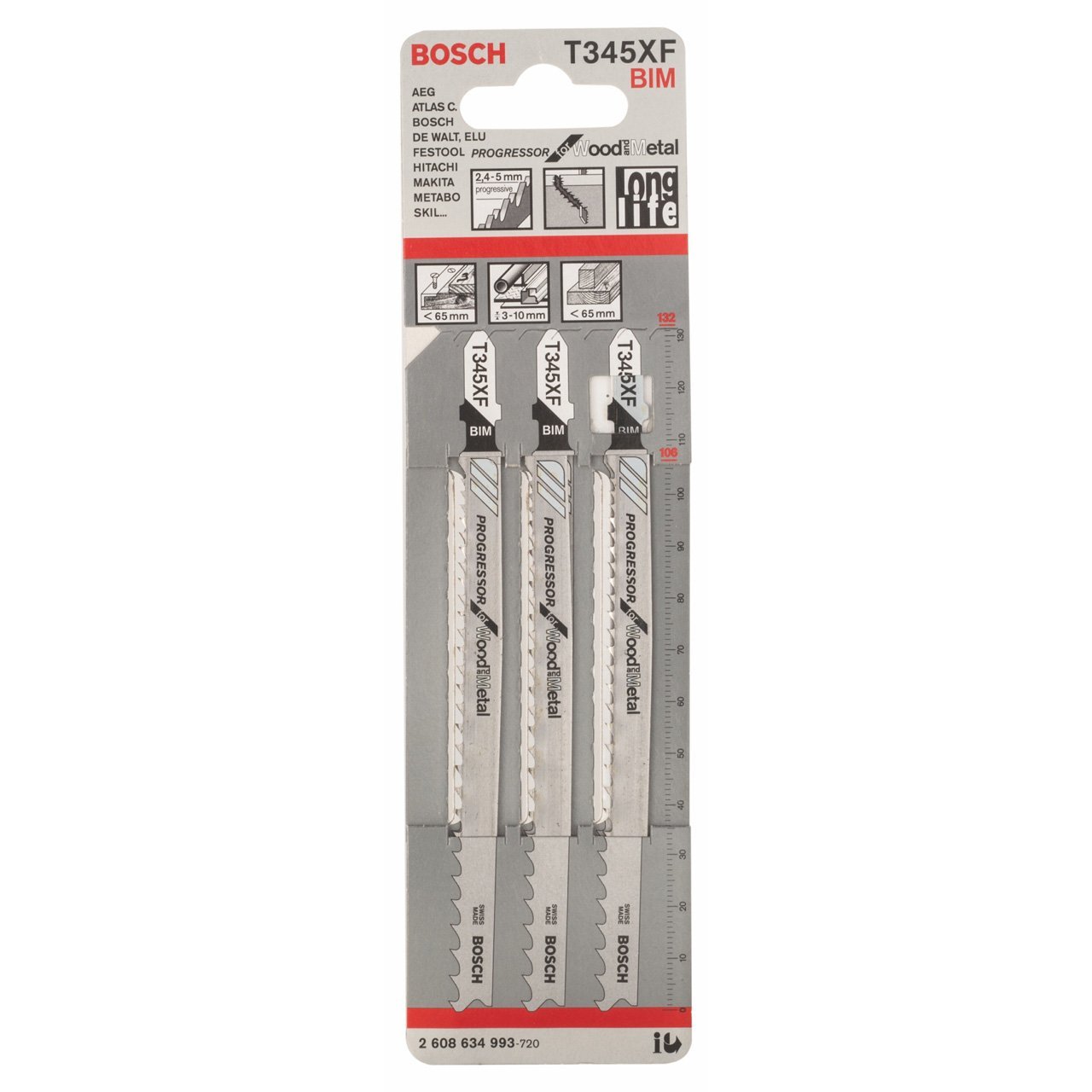 Buy Bosch Jigsaw Blades Progressor For Wood And Metal T345Xf from Power Tool Services - Image 1 | Best Price